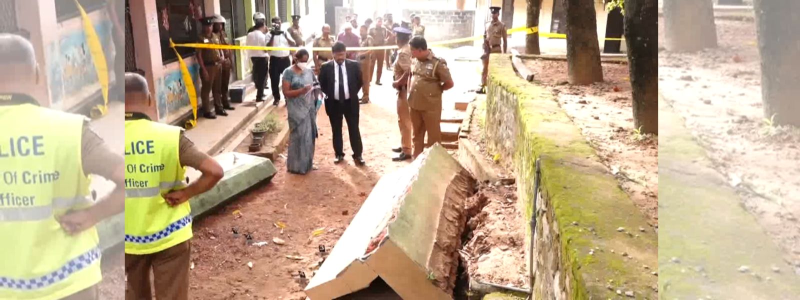 Wall collapse at a school in Wellampitiya